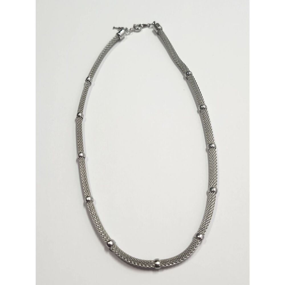 Trifari Choker Silver Mesh Necklace - Women Jewelry 12" Length
